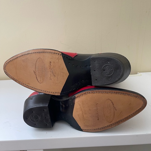 NWT Alberta Boots Black Red Cowhide Leather Cowboy Western Boots Women Size 9.5 - Picture 4 of 8